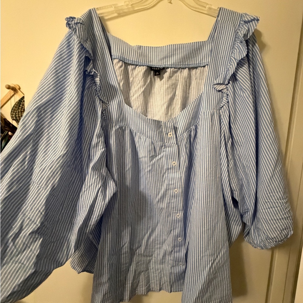 Torrid Blue Striped Women's Top